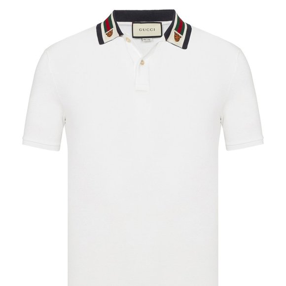 gucci cotton polo with web and feline head